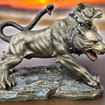 Cerberus, Greek Mythology, Three Headed Hound of Hades, with Snake Tail Statue by Veronese Design - Raven's Cauldron