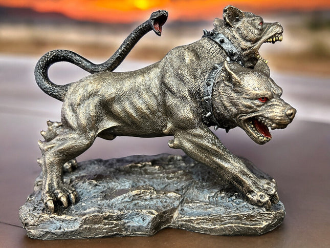 Cerberus, Greek Mythology, Three Headed Hound of Hades, with Snake Tail Statue by Veronese Design - Raven's Cauldron