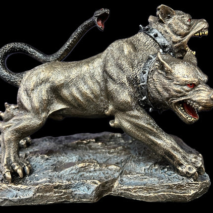 Cerberus, Greek Mythology, Three Headed Hound of Hades, with Snake Tail Statue by Veronese Design - Raven's Cauldron