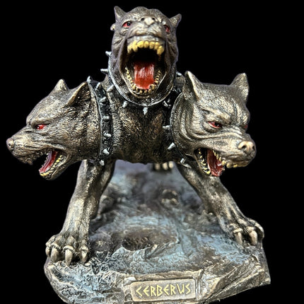 Cerberus, Greek Mythology, Three Headed Hound of Hades, with Snake Tail Statue by Veronese Design - Raven's Cauldron