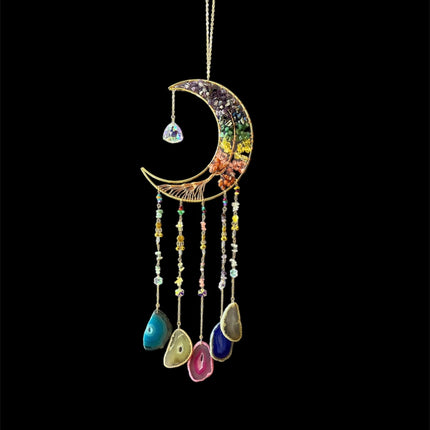 Chakra Moon Crystal Chip Dreamcatcher - Raven's Cauldron