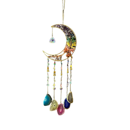 Chakra Moon Crystal Chip Dreamcatcher - Raven's Cauldron