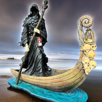 Charon, Ferryman to the Underworld, Greek Mythology, with Lantern Statue by Veronese Design - Raven's Cauldron