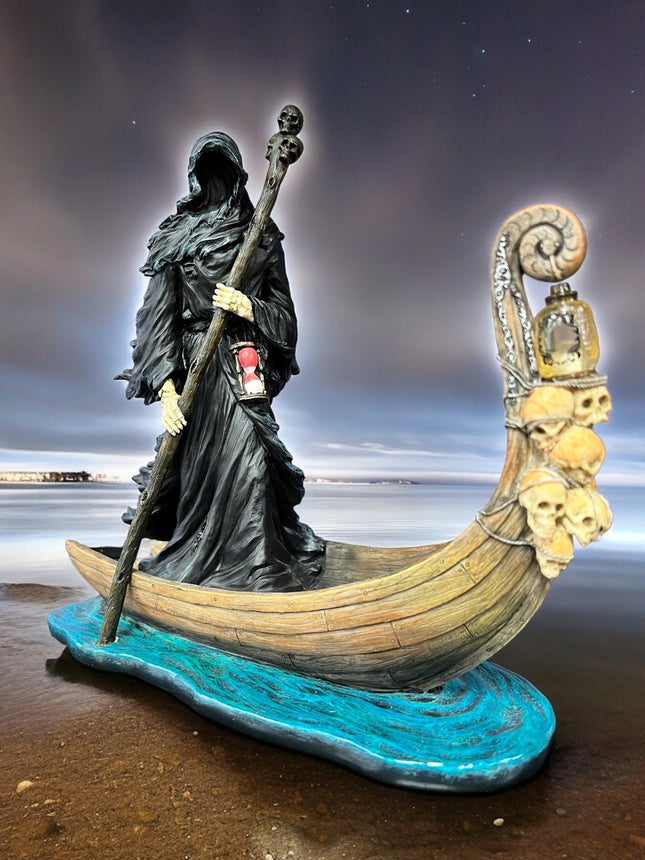 Charon, Ferryman to the Underworld, Greek Mythology, with Lantern Statue by Veronese Design - Raven's Cauldron