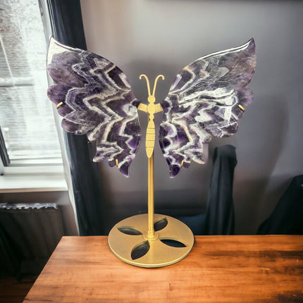 Chevron Amethyst Crystal Butterfly Wings Dream Amethyst Crystal Wings Purple Crystals Sculpture - Raven's Cauldron