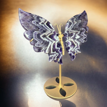 Chevron Amethyst Crystal Butterfly Wings Dream Amethyst Crystal Wings Purple Crystals Sculpture - Raven's Cauldron