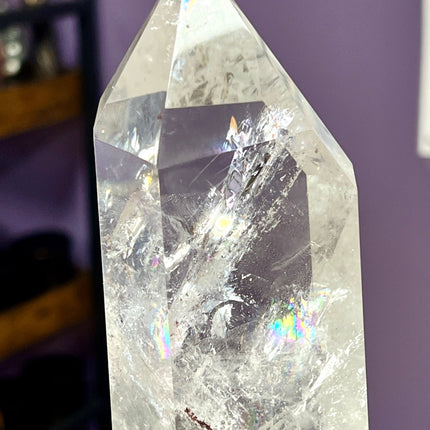 Clear Quartz Crystal Tower, Large Quartz Crystal Obelisk, Rainbow Flash Quartz Crystal Point, Large Clear Quartz Tower, High Quality Quartz - Raven's Cauldron