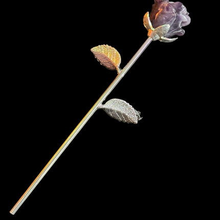 Crystal Long Stem Rose, Crystal Flower, Gemstone Rose, Gemstone Flower - Raven's Cauldron