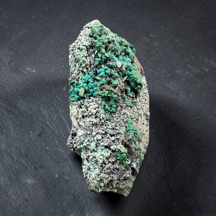 Dioptase on Smoky Quartz crystal specimen 12 grams green dioptase with smoky quartz base for emotional healing and grounding, Raven's Cauldron, 6 N Sandusky St, Delaware, OH 43015