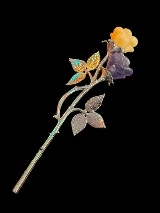 Double Crystal Long Stem Rose, Double Crystal Flower, Double Gemstone Rose, Double Gemstone Flower - Raven's Cauldron