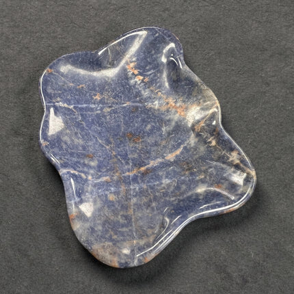 Dumortierite cloud shaped crystal bowl polished blue stone dish 330 grams Raven's Cauldron, Delaware, OH