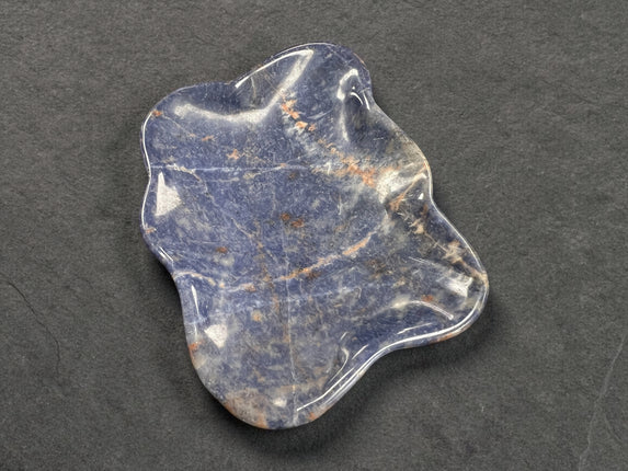 Dumortierite cloud shaped crystal bowl polished blue stone dish 330 grams Raven's Cauldron, Delaware, OH
