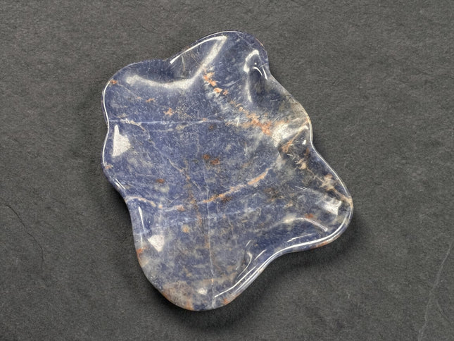 Dumortierite cloud shaped crystal bowl polished blue stone dish 330 grams Raven's Cauldron, Delaware, OH