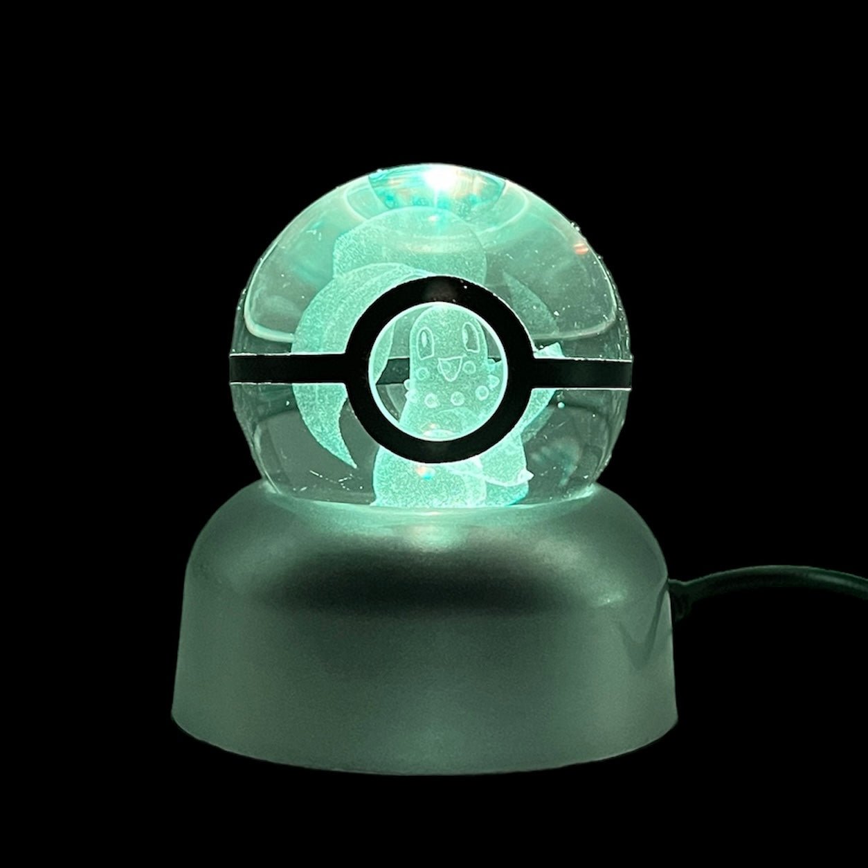 Etched Pokemon Pokeball Glass Sphere with Lighted Stand – Raven's Cauldron