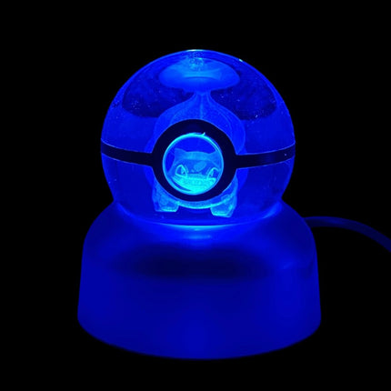 Etched Pokemon Pokeball Glass Sphere with Lighted Stand - Raven's Cauldron