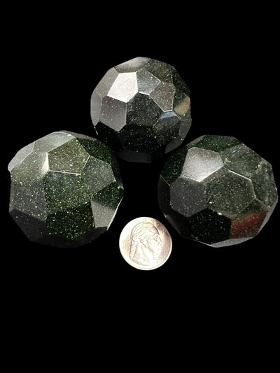Faceted Gemstone Spheres – 1.5–2” Crystal Sphere (Rose Quartz, Tiger’s Eye, Black Tourmaline, Opalite, Green Goldstone)