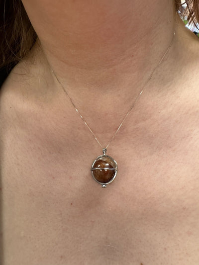 Fire Quartz Crystal Pendant, Silver 925 Necklace