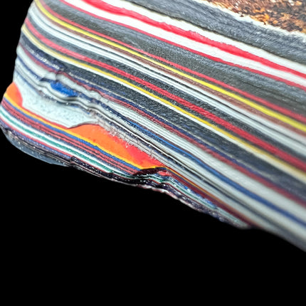 Polished Fordite Detroit Motor City Agate with colorful layered automotive paint bands, 9 grams, 3 inches long, Raven's Cauldron, 6 N Sandusky St, Delaware, OH 43015