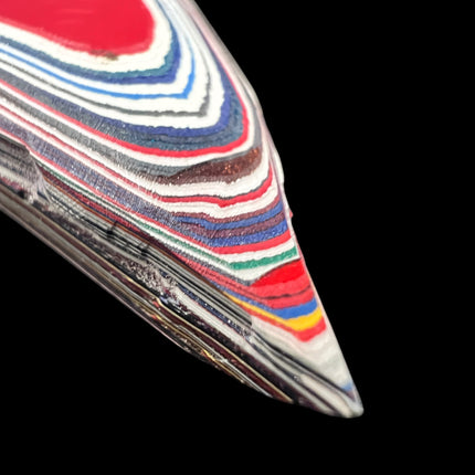 Polished Fordite Detroit Motor City Agate with colorful layered automotive paint bands, 9 grams, 3 inches long, Raven's Cauldron, 6 N Sandusky St, Delaware, OH 43015