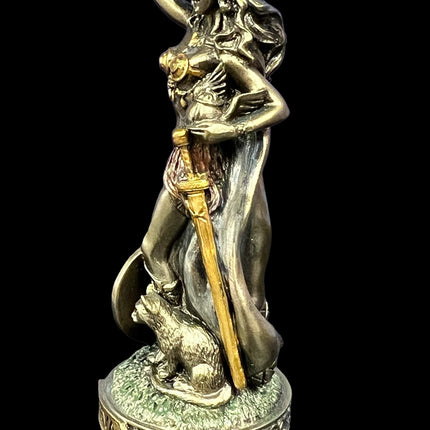 Freya, Norse Goddess, with Cat, Miniature Statue by Veronese Design - Raven's Cauldron