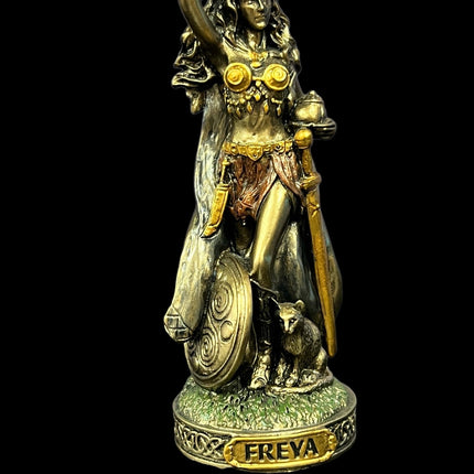 Freya, Norse Goddess, with Cat, Miniature Statue by Veronese Design - Raven's Cauldron