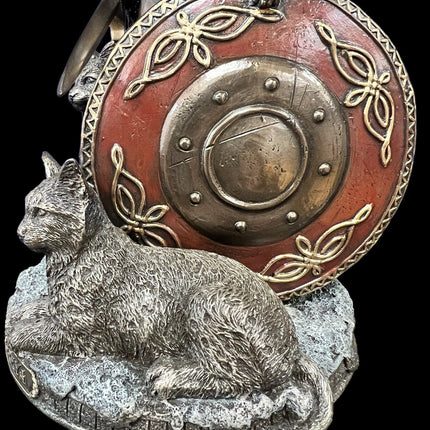 Freya, Norse Shield Maiden, with Cats, Shield, and Sword Statue by Veronese Design - Raven's Cauldron