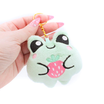 Kawaii Strawberry Frog Plushie Keychain by Kawaii Hair Candy