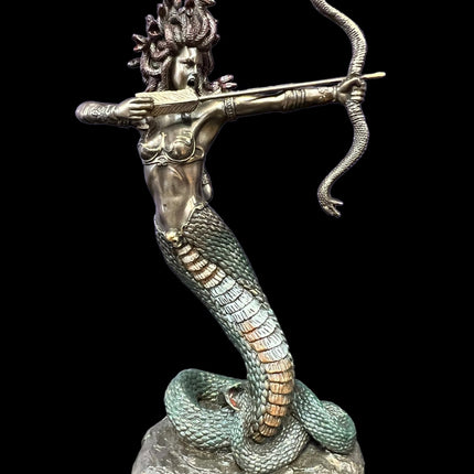 Furious Medusa the Gorgon, Greek Mythology, Shooting Arrow Statue by Veronese Design - Raven's Cauldron