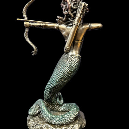 Furious Medusa the Gorgon, Greek Mythology, Shooting Arrow Statue by Veronese Design - Raven's Cauldron