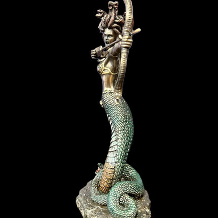 Furious Medusa the Gorgon, Greek Mythology, Shooting Arrow Statue by Veronese Design - Raven's Cauldron