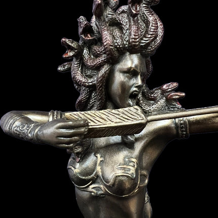 Furious Medusa the Gorgon, Greek Mythology, Shooting Arrow Statue by Veronese Design - Raven's Cauldron