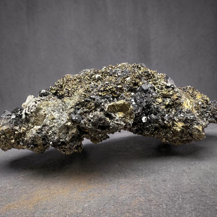 Chalcopyrite with Galena raw crystal cluster 572 grams metallic natural mineral specimen Raven’s Cauldron Delaware Ohio