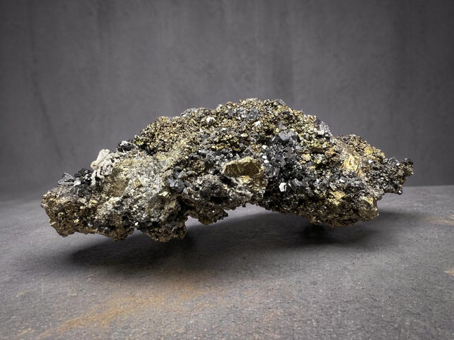 Chalcopyrite with Galena raw crystal cluster 572 grams metallic natural mineral specimen Raven’s Cauldron Delaware Ohio