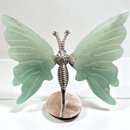 Gemstone butterfly on silver stand – aventurine healing crystal