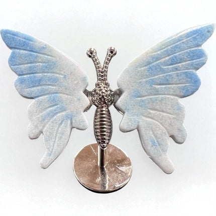 Gemstone butterfly on silver stand – trollite healing crystal