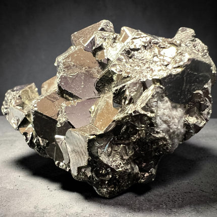 Collectible Huanzala Mine geometric Pyrite crystal close-up – Raven's Cauldron, Delaware, OH
