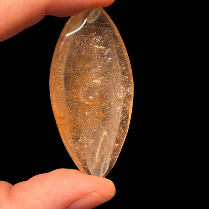 Golden Rutilated Quartz tear drop palm stone – small polished crystal, Raven’s Cauldron, 6 N Sandusky St, Delaware, OH 43015