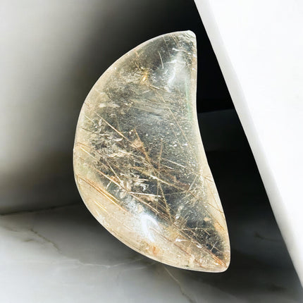 Golden Rutilated Quartz tear drop palm stone – small polished crystal, Raven’s Cauldron, 6 N Sandusky St, Delaware, OH 43015