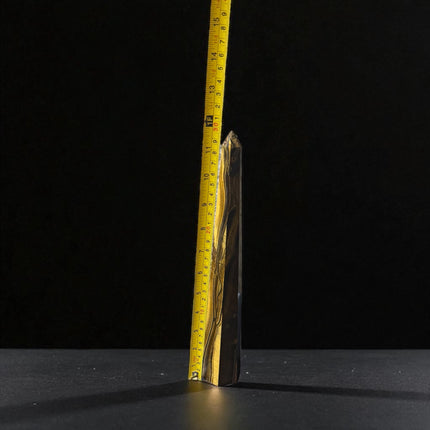 11.5-inch tall polished Golden Tiger’s Eye Obelisk Tower with shimmering golden bands, perfect for confidence and spiritual grounding"