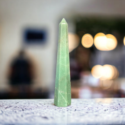 Green Aventurine Obelisk / Tower - 8 Inches Tall - Raven's Cauldron