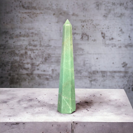 Green Aventurine Obelisk / Tower - 8 Inches Tall - Raven's Cauldron