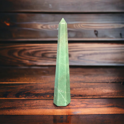 Green Aventurine Obelisk / Tower - 8 Inches Tall - Raven's Cauldron