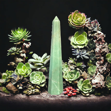 Green Aventurine Obelisk / Tower - 8 Inches Tall - Raven's Cauldron