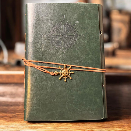 Large 7-inch nautical leather writing journal with pendants