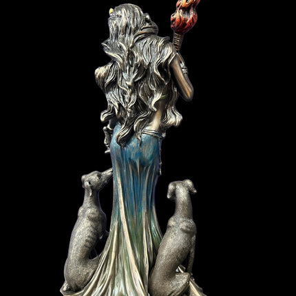 Hecate, Greek Goddess, of Magic with Hounds and Torch Statue by Veronese Design - Raven's Cauldron