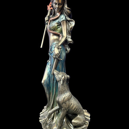 Hecate, Greek Goddess, of Magic with Hounds and Torch Statue by Veronese Design - Raven's Cauldron