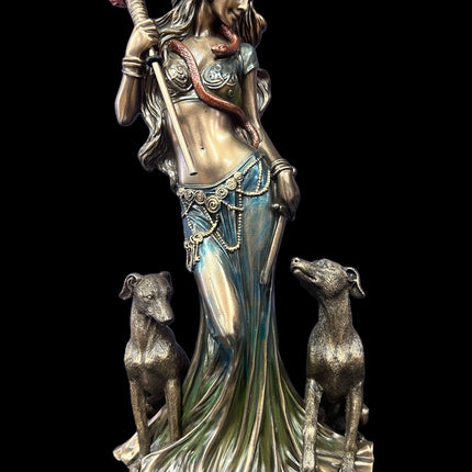 Hecate, Greek Goddess, of Magic with Hounds and Torch Statue by Veronese Design - Raven's Cauldron