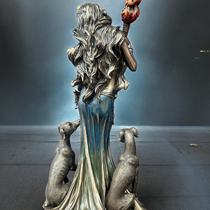 Hecate, Greek Goddess, of Magic with Hounds and Torch Statue by Veronese Design - Raven's Cauldron