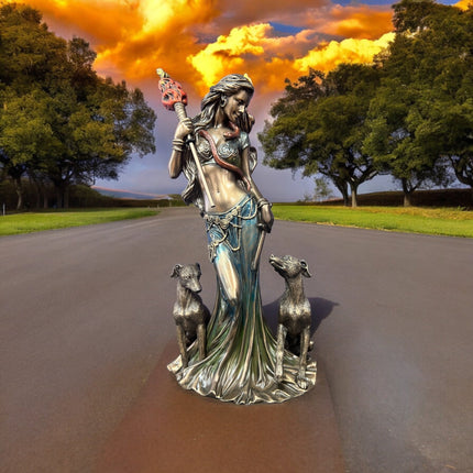 Hecate, Greek Goddess, of Magic with Hounds and Torch Statue by Veronese Design - Raven's Cauldron