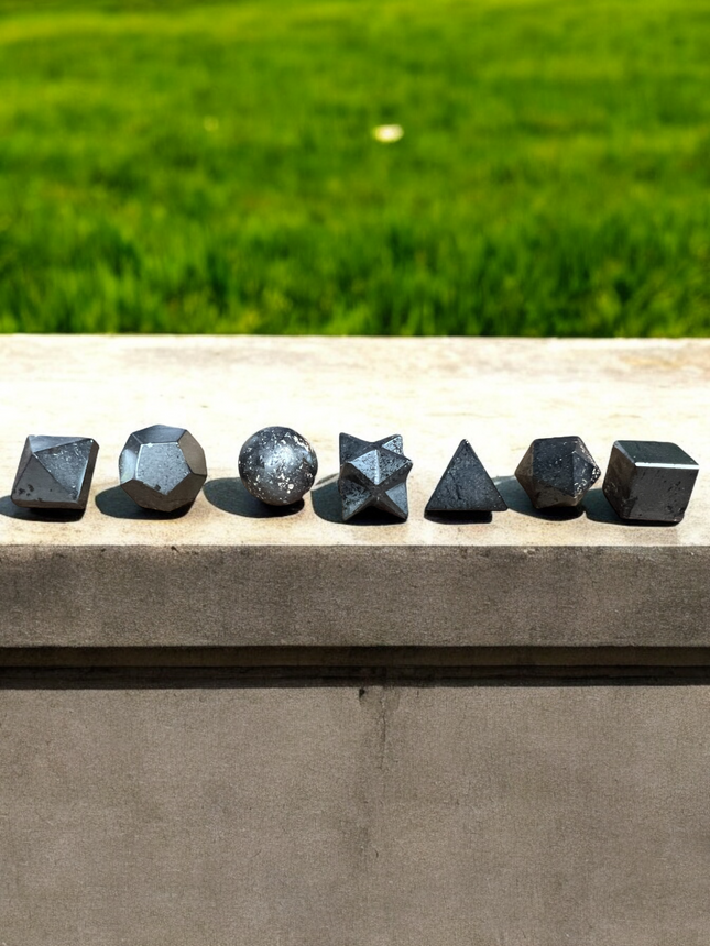 Platonic Solids Wooden Box Set - Hematite Raven's Cauldron 6 N Sadusky St.  Delaware, OH 43015